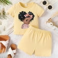 thumbnail image 2 of MEZZALL （6M 3Y）Baby Toddler Girls Eye & Bow Print Summer Shorts Set Casual Playful Outfits, Yellow, 12-18 Months, 2 of 6