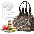 thumbnail image 4 of Pioneer Flower Floral Print Pattern Drawstring Lunch Bag Women - Drawstring Lunch Bag Insulated for Work Office - Stain-Resistant Large Lunchbags for Women with Multi-Pockets, 4 of 6