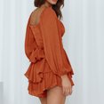 thumbnail image 4 of Moda mujer cuello cuadrado sólido manga larga volantes vendaje monos cortos Pompotops ulkah941175, 4 of 8