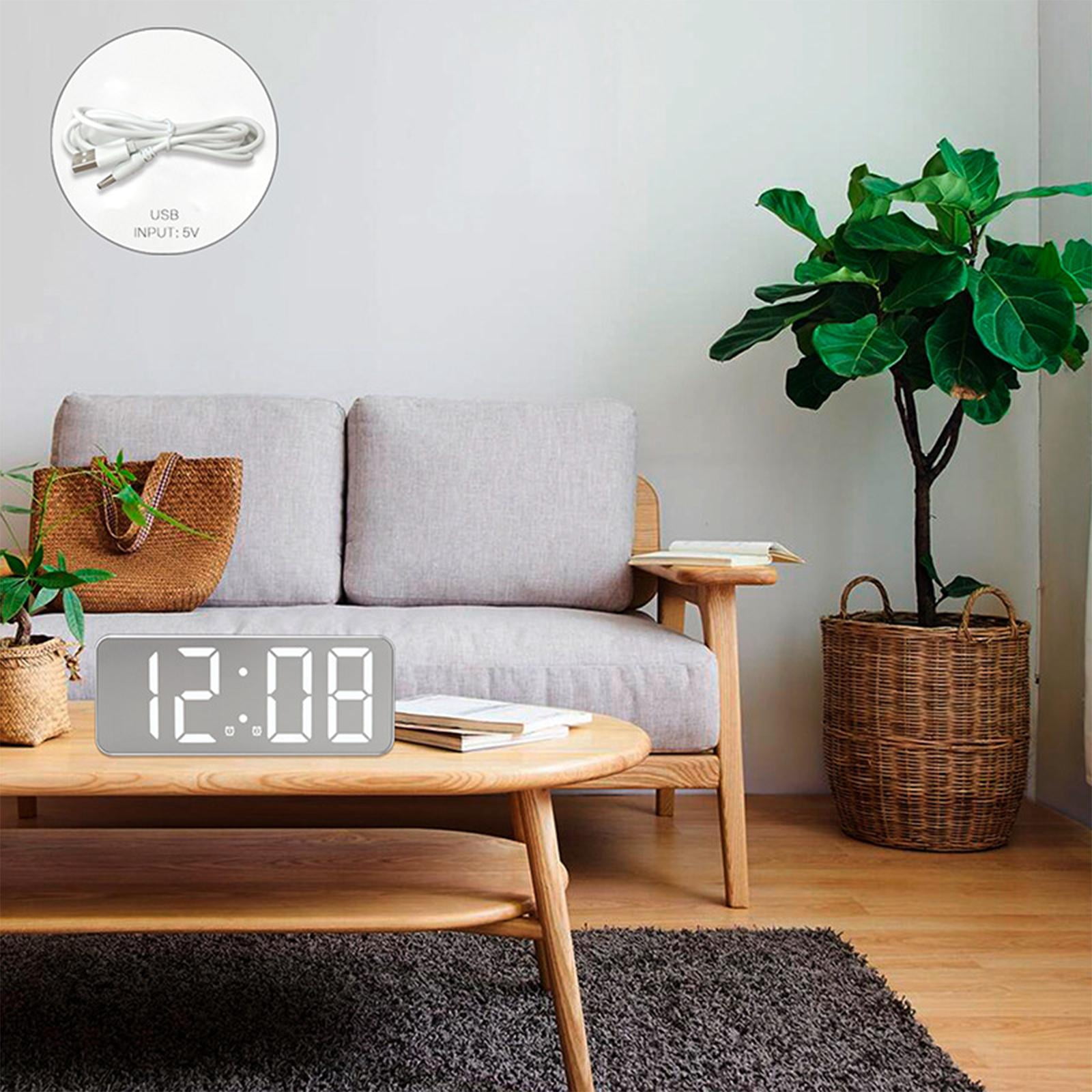 Desktop LED Digital Clock Mirrored Calendar for Living Room Hall Mirrored