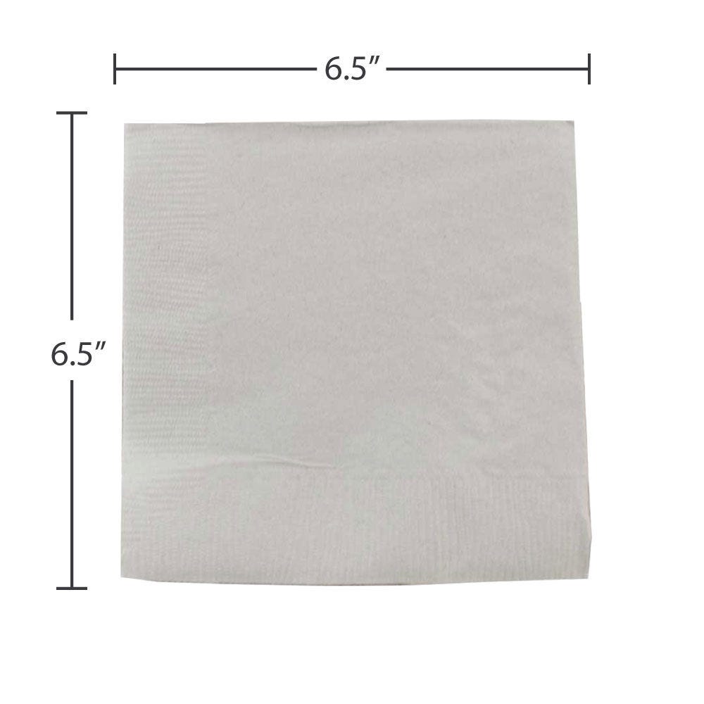 JAM Paper Medium Lunch Napkins, 6 1/2 x 6 1/2, Silver, 40/Pack
