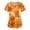 Ginger, variant on Women's Fall Maple Leaf Print Scrub Tops V Neck Short Sleeve Loose Fit Nursing Uniform with Pockets Thanksgiving Autumn Medical Workwear for Nurse Caregiver Ginger M