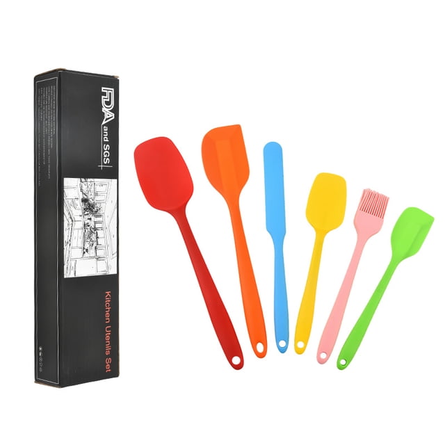 Set de Espátulas de Silicona 6 Piezas, Espátula para Repostería y Cocina, Resistente al Calor, Antiadherente, Ideal para Mantequilla, Crema y Horneado
