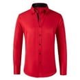 thumbnail image 1 of RXIRUCGD Chemises Cardigan pour Hommes Mode Décontractée Unies à Col Rabattu avec Boutons, Rouge, Taille : TG, 1 of 3
