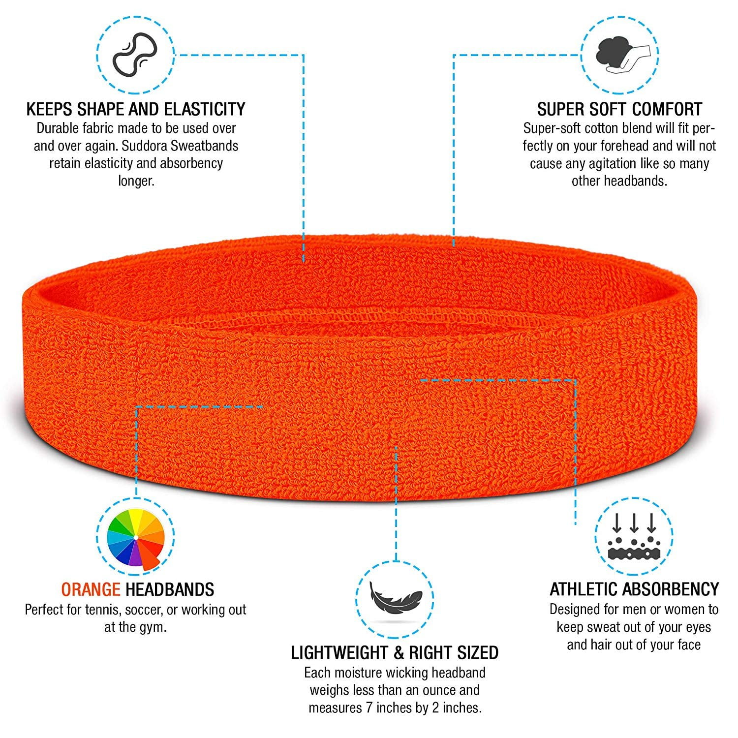 Suddora Orange Headband & Wristbands Set