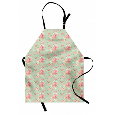

Shabby Chic Apron Retro Spring Blossom Flowers with French Garden Florets Garland Artisan Image Unisex Kitchen Bib Apron with Adjustable Neck for Cooking Baking Gardening Mint Pink by Ambesonne