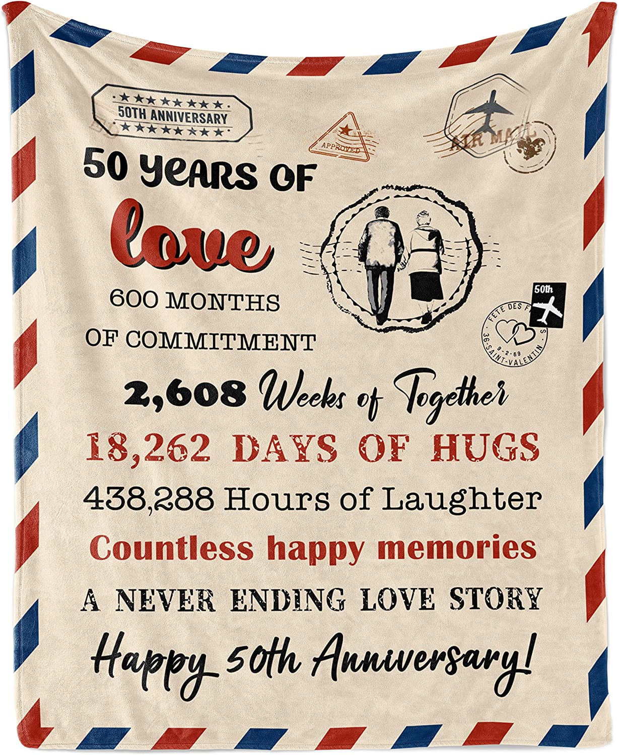 50th Blanket, Golden Wedding Anniversary Couple Gifts for Dad Mom