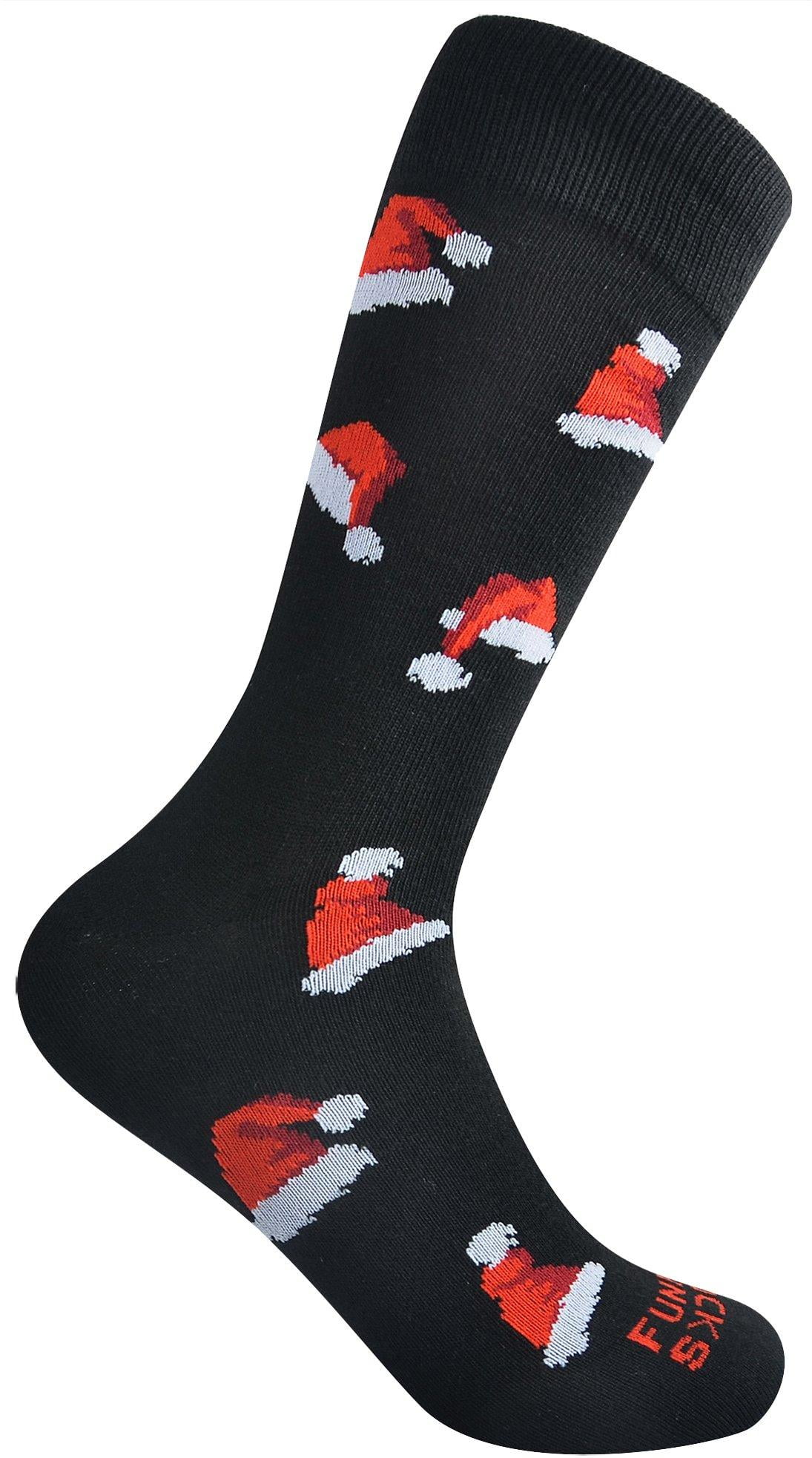 Funky Socks Funky Socks Mens Santa Hat Crew Socks Black/red/white