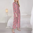 thumbnail image 3 of Lsque Pastel Christmas Trees on Pink Pattern Long Sleeve Pajama Set for Women - Soft 2-Piece Sleepwear and Loungewear Set with Pockets, Comfy Nightwear-Small, 3 of 7