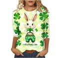 thumbnail image 2 of HOMBOM Holiday Shamrock Shirts for Women Irish Graphic Tees 3/4 Sleeve St.Patrick's Day Brown Crewneck Ladies Tshirts, 2 of 5