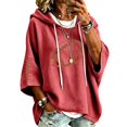 thumbnail image 4 of Oversized Football Sweatshirts for Women 3/4 Sleeve Hoodie Sweatshirts Trendy Fleece Graphic Hoodie Y2K Pullover Sweater Soft Game Day Mom Shirts Daily Travel Outfits, Watermelon Red 3XL, 4 of 5