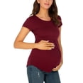 thumbnail image 3 of Ecavus Maternity Tops Short Sleeves Pregnancy Tunic for Women Wine Red S, 3 of 4