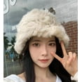 thumbnail image 6 of CoCopeaunts Women Fluffy Bucket Hat Fisherman Cap Winter Plush Wool Thick Warm Fisherman Cap Ruffle Bucket Hat Outdoor, 6 of 6