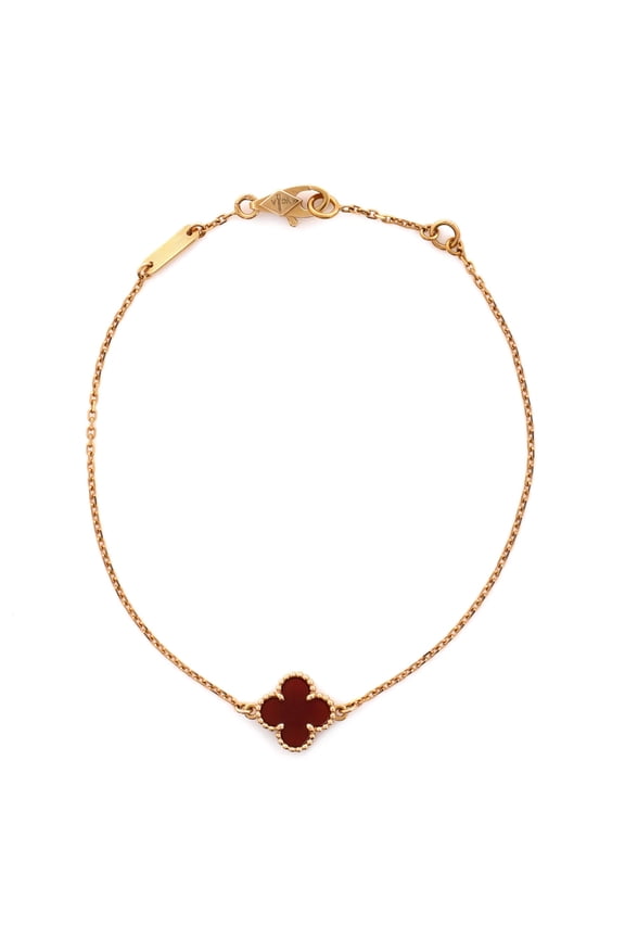 Pre-Owned Sweet Alhambra Bracelet 18K Rose Gold and Carnelian By Rebag