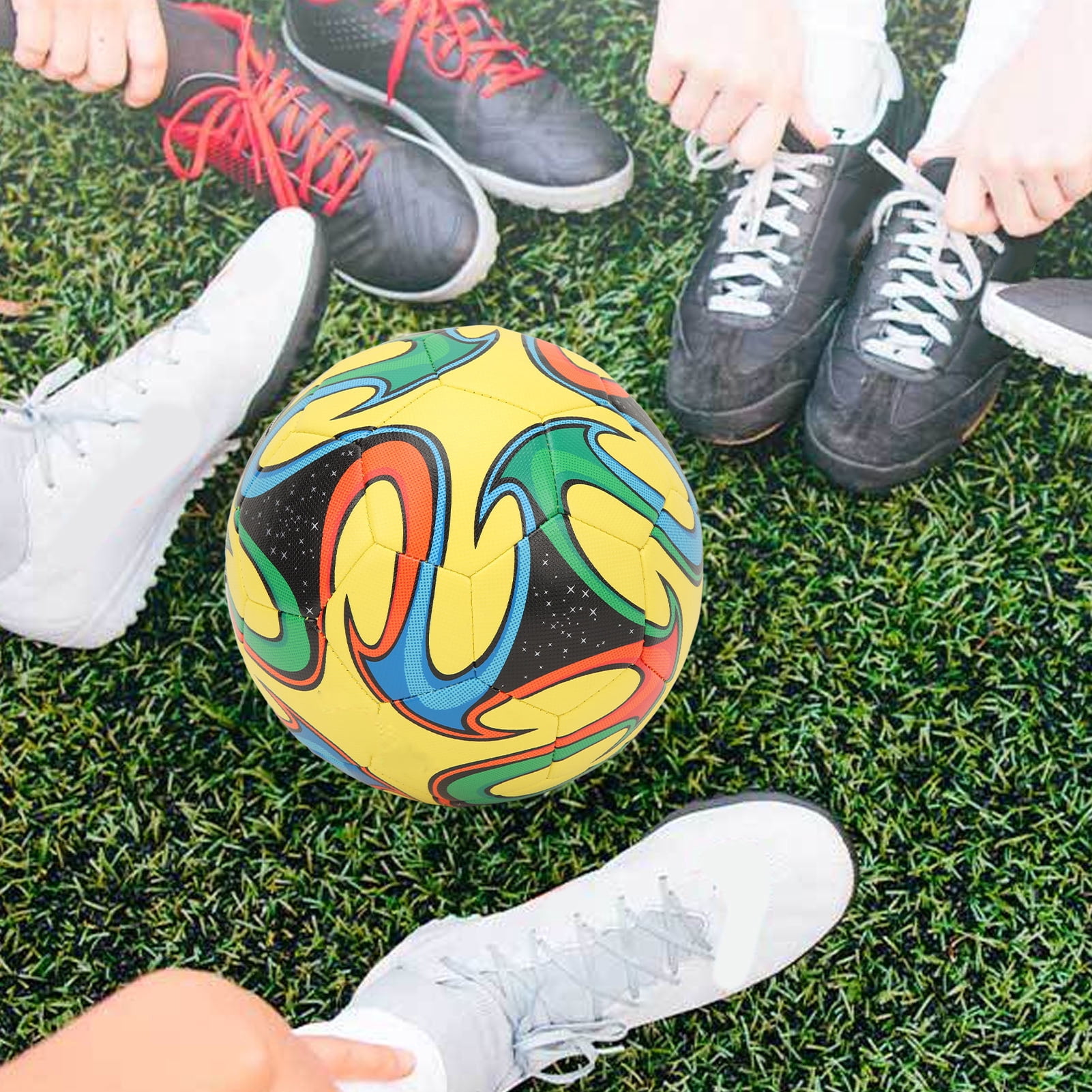 LAZIOEGR Size 5 Soft Waterproof PU Leather Soccer Ball for Adults Students Training Match Yellow (8.66 in / 22 cm) [cite: 15]