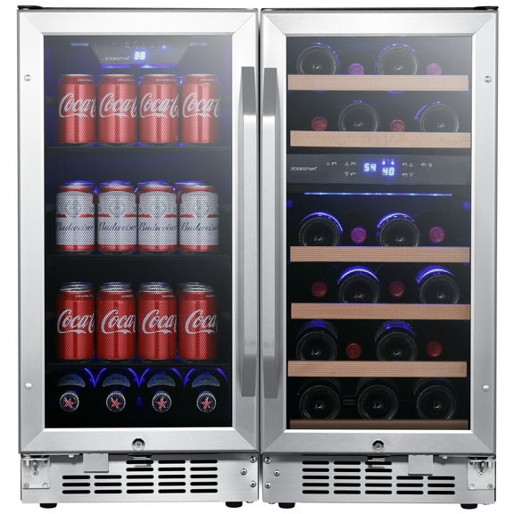 Edgestar Cwbv80261 30" Wide 26 Bottle 80 Can Side-By-Side Wine And Beverage Center -
