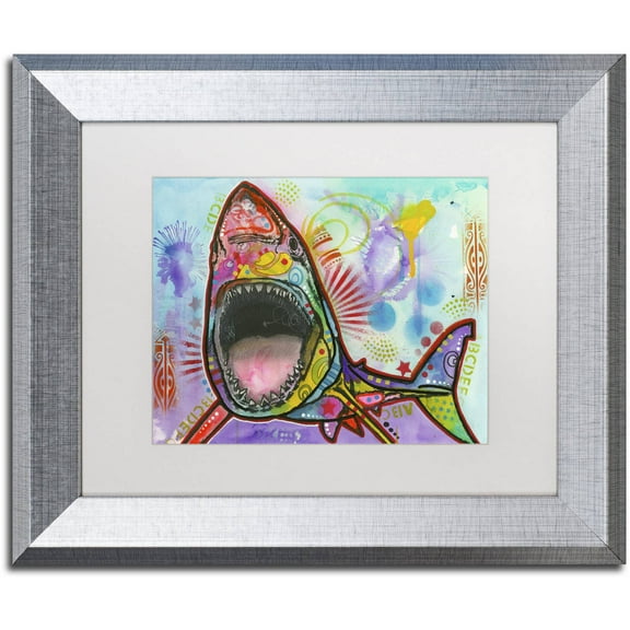 Trademark Fine Art "Shark 1" Canvas Art by Dean Russo, White Matte, Silver Frame