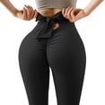 thumbnail image 4 of Pantalones de fondo de fitness femenino aerodinámica cinturón de cintura alta elástico levantamiento de caderas yoga corriendo pantalones de fondo negros m, 4 of 10