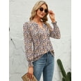 thumbnail image 5 of ZHENWEI Womens V-Neck Puff Long Sleeve Pleated T-Shirts Fashion Fall Tops Casual Tunic Blouse, 5 of 6