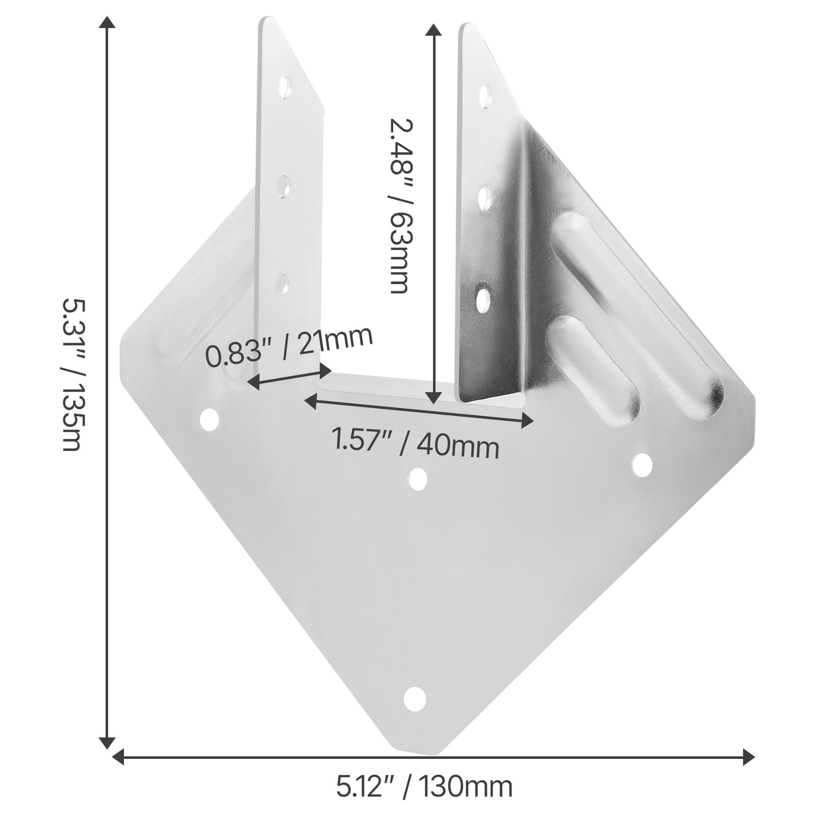 KFFKFF Hurricane Ties for Rafters, Inner Dimensions 5.31x1.57x2.48 in / 135x40x63 mm, Durable Straps for Roof Beam and Wooden Construction, 25 Pieces