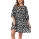 thumbnail image 1 of Vestido Casual Mini Flare de Manga 3/4 con V Escote Floral para Mujeres S Negro, 1 of 6