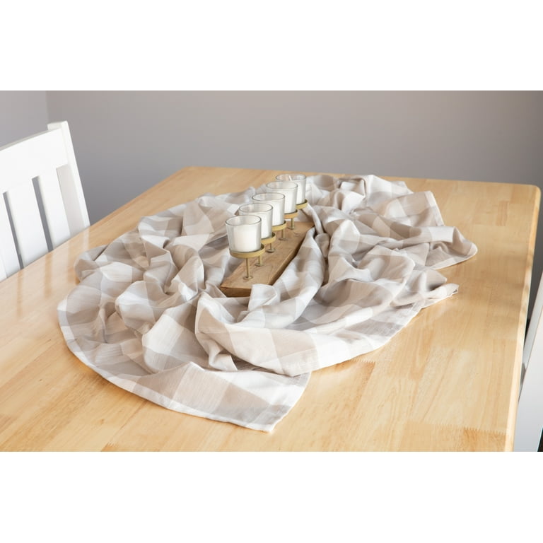 Beige Plaid Table Throw photo 6