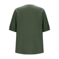 thumbnail image 4 of Htigea Cotton Linen Half Sleeve Shirt for Women Summer Crewneck Embroidery Beach Blouse Casual Loose Fit Everyday Tee Army Green L, 4 of 5