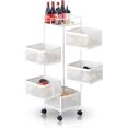 thumbnail image 1 of 5 Rotating Kitchen Storage Rack, Rolling Storage Cart with Metal Mesh Baskets, Lockable Wheels, Top Handle, Fruit & Veggie Cart for Pantry/Bathroom, 1 of 6