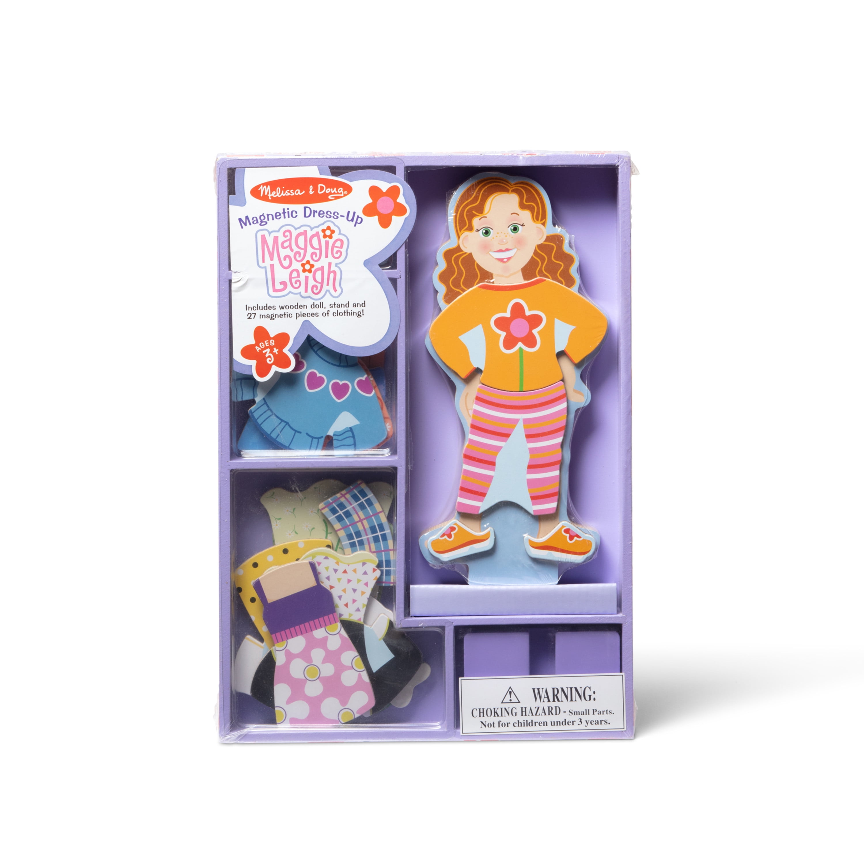 Melissa & Doug Chloe & Zoe 2 Wood Dolls Magnetic Dress Up 64 Pieces Of  Clothing