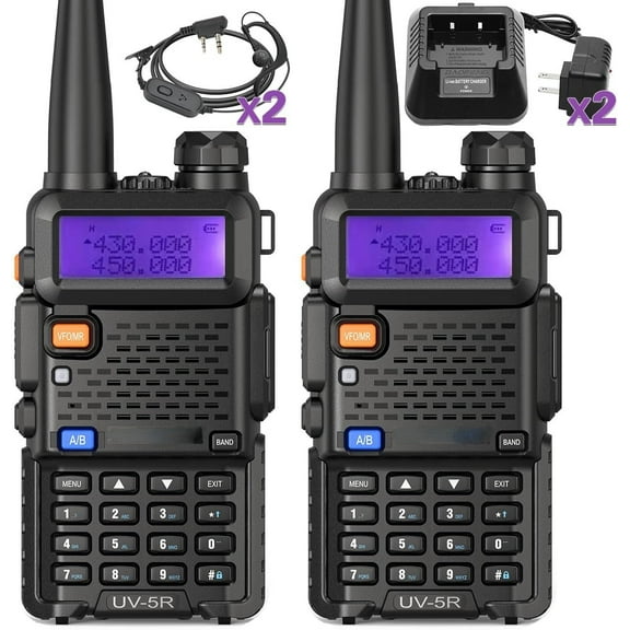 UV-5R Ham Radio Long Range UV5R Dual Band Handheld Rechargeable High Power Two Way Radio Walkie Talkies with 1800mAh Li-ion Battery and Earpiece for Hunting Survival Gear,2 Pack185