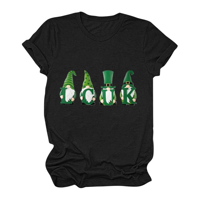 Wolfast T-Shirts pour Femmes Manches Courtes Mode Féminine Saint-Patrick Imprimé Col Rond Manches Courtes T-Shirt Décontracté Haut T-Shirts pour Femmes Mode