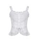 thumbnail image 4 of VISgogo Chaleco de flores de encaje francés para mujer, sin mangas, cuello cuadrado, dobladillo con volantes, camisetas sin mangas recortadas ajustadas VISgogo moda, 4 of 6