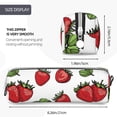 thumbnail image 3 of Pofeuu Hand Drawn Strawberry Print Leather Pencil Case, Leather Pencil Pouch Large Capacity, Big Pencil Pouch with Zipper Vintage Pen Bag Fountain Pen Holder, 3 of 7