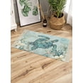 thumbnail image 3 of Teal Turtle Coastal Large Area Rug 4x6ft Woven Runner Rug,Summer Beach Nautical Starfish Washable Living Room Bedroom Kitchen Bathroom Classroom Carpet with Tassels,Indoor Outdoor Throw Door Mat, 3 of 5