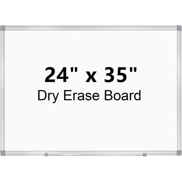 Tableau Blanc Magnétique 24 x 35 Pouces, Tableau Effaçable à Sec Facile à Essuyer avec Cadre en Aluminium Argenté, à Fixer Ou à Accrocher au Mur