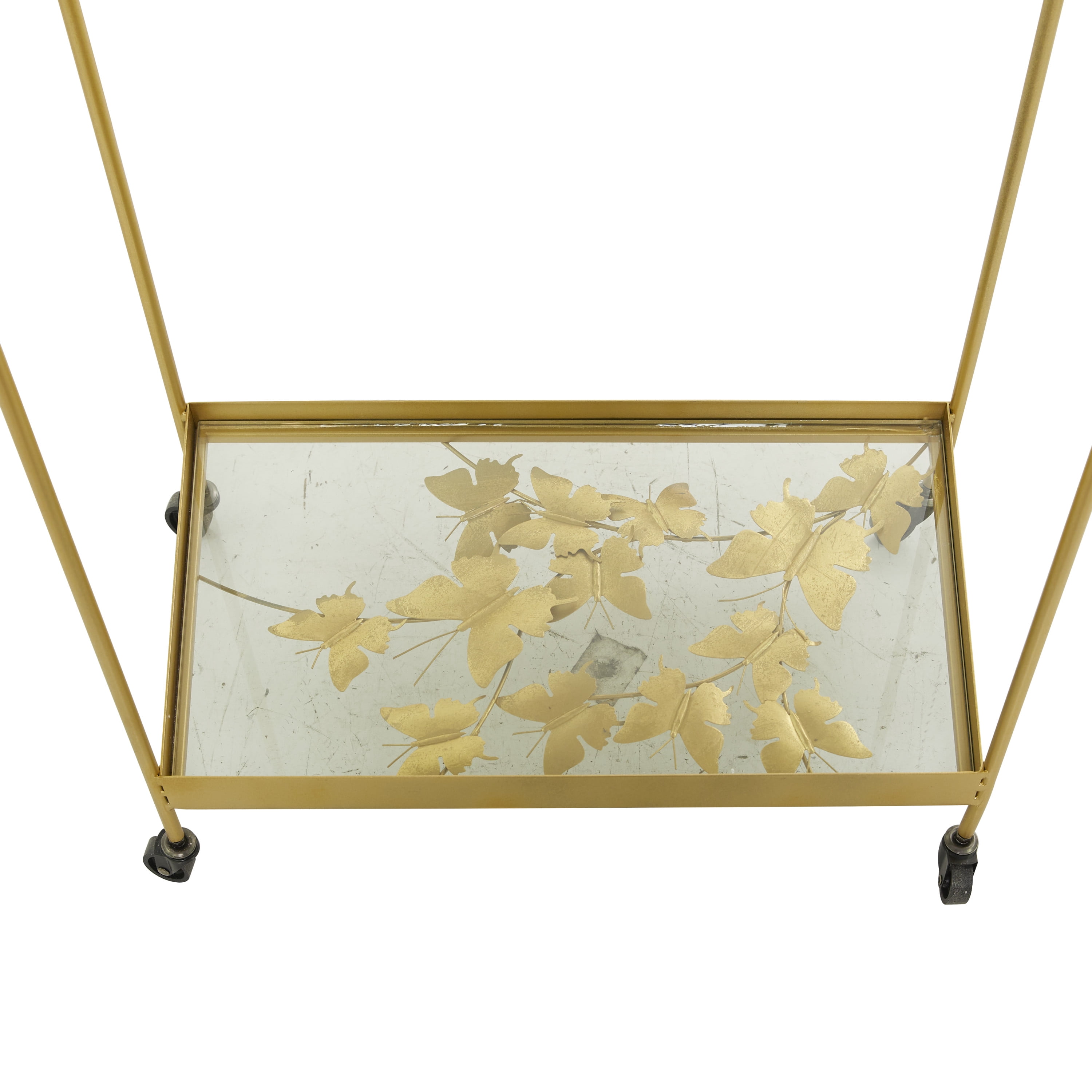 DecMode Metal Bar Cart Contemporary Gold