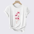 thumbnail image 4 of Zunfeo Summer Cotton Tops for Women 2025 Short Sleeve Floral Tops Casual Crew Neck Basic Graphic T Shirts New Arrivals White L, 4 of 4
