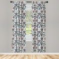 thumbnail image 3 of Ambesonne Ethnic Curtains, Old Floral Leaf Ornament, Pair of 28"x63", Maroon Teal, 3 of 5