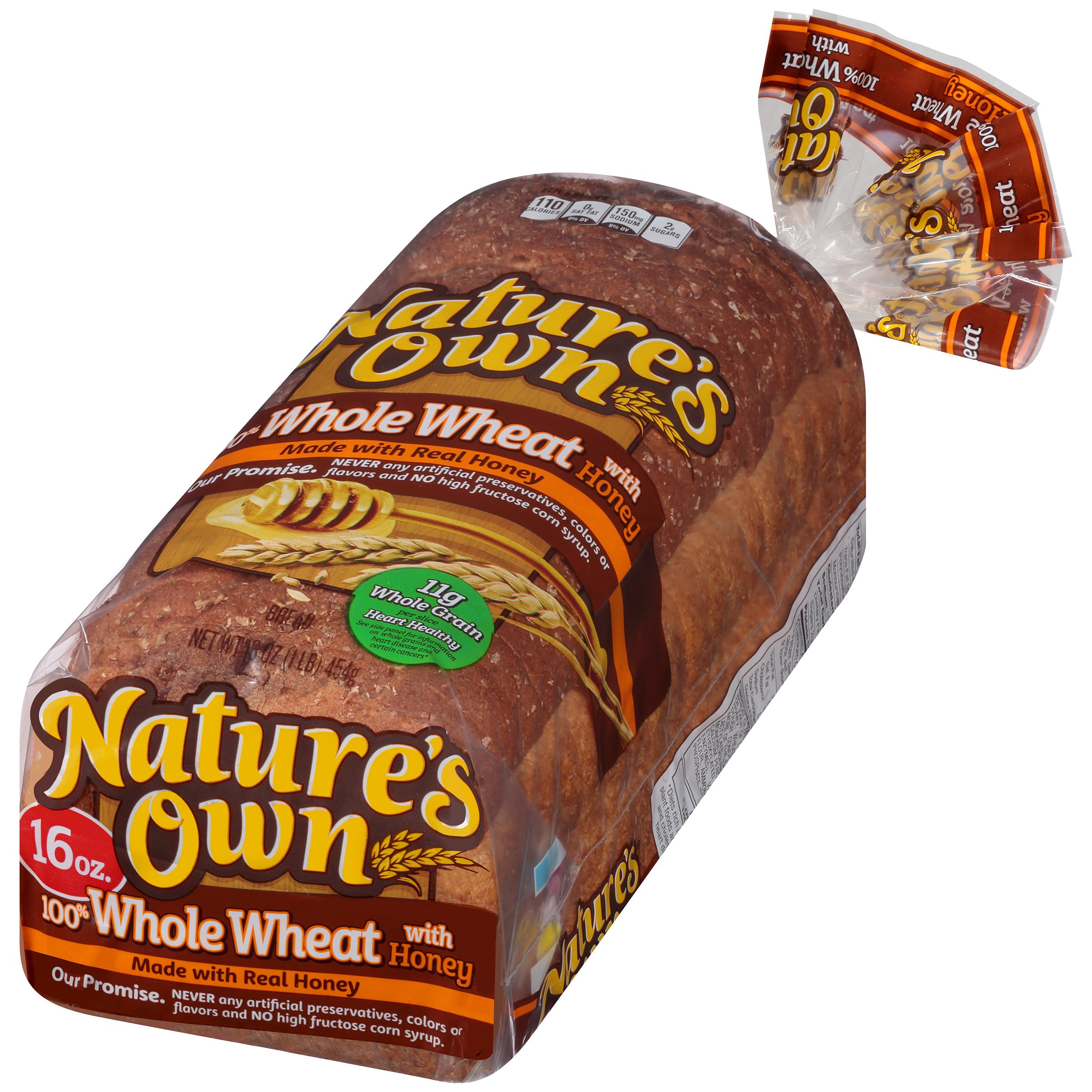 Natures own 100 whole wheat bread one slice nutrition facts calories for be...