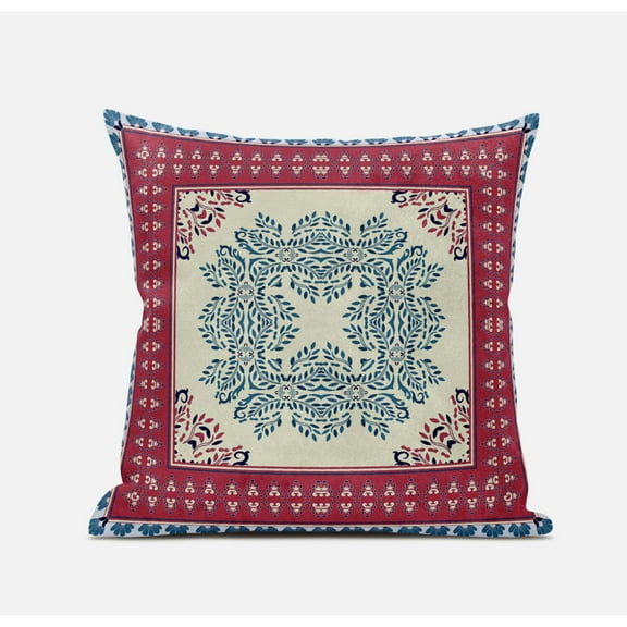 Window Wreath Palace Suede Zippered Pillow with Insert in Blue Gray 18 x 18