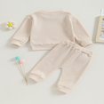 thumbnail image 3 of Toddler Baby Waffle Fall Outfits Solid Color Long Sleeve Sweatshirt Tops Pocket Pants Set Winter Clothes 0-6 Months, 3 of 7