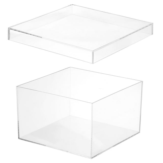 Uxcell Acrylic Box with Lid, Clear Acrylic Display Boxes Plastic Square Cube Containers Storage Organizer 7.87"x7.87"x4.92"