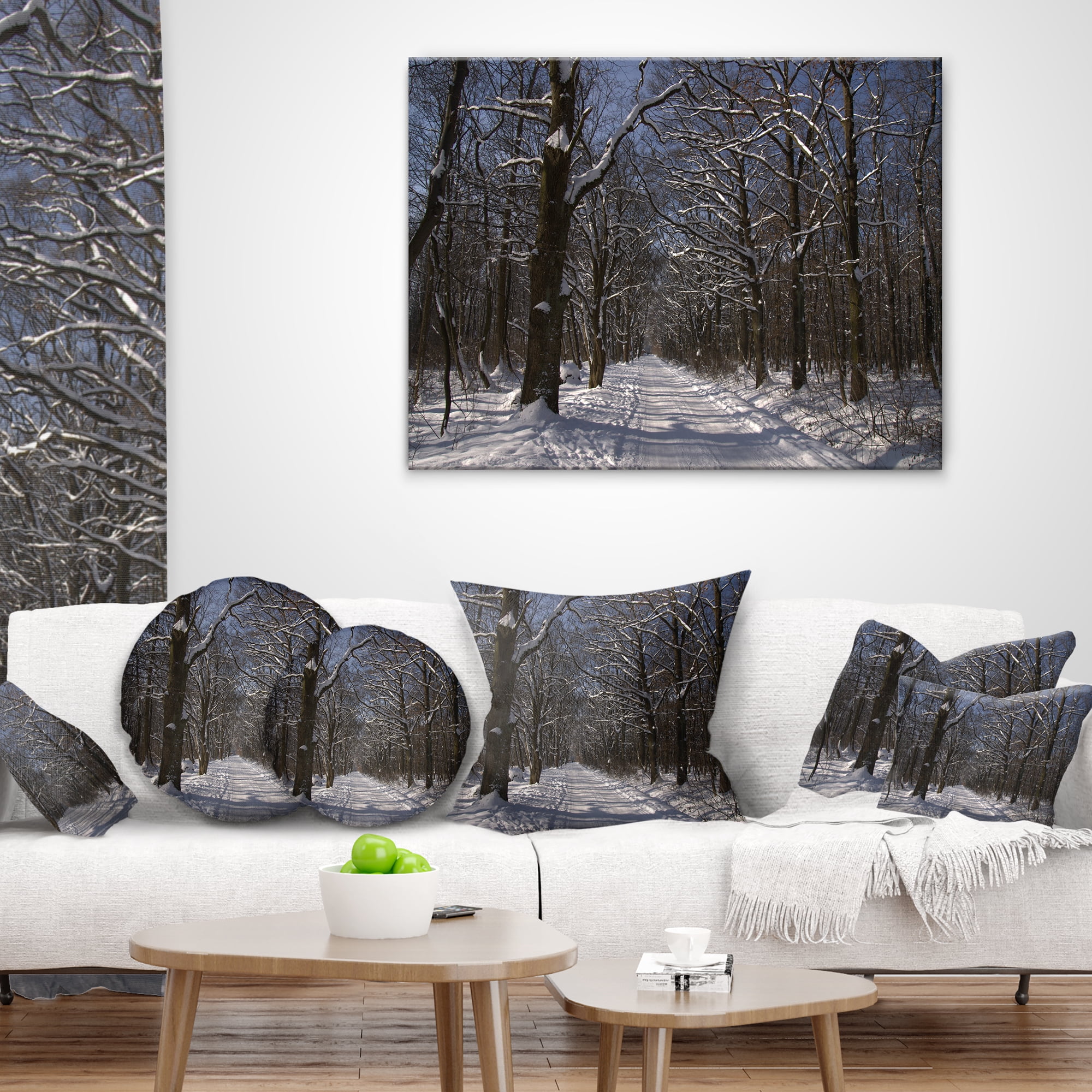 Designart 12" x 20" Blue Polyester Throw Pillow