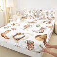 thumbnail image 5 of spefrowx Watercolor Western Cowboy King Sheets for Girls Women, Boho Floral Boot Hat Bedding, 4pcs, 1 Flat Sheet, 1 Fitted Sheet and 2 Pillowcases, 5 of 6