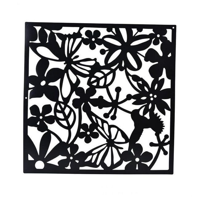 4 Pieces Black Bird Flower Hanging Room Divider, Safety PVC Panel Screen, for Living Dining Room Hotel Decoration Black 4PCS
