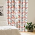thumbnail image 2 of Ambesonne Floral Window Curtains, Retro Warm Colored Fall, Each 28" W x 63" L, Coral Yellow Grey, 2 of 4