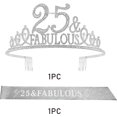 thumbnail image 7 of EBE EmmasByEmma 25th Birthday Sash & Tiara Set, Silver & White, Women's Birthday Accessories, 7 of 7