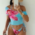 thumbnail image 2 of ZACPNCV Womens 3 Piece Floral Print Bikini Set Short Sleeve Cover Up Triangle Top High Waisted Bottom Swimsuit for Beach Pool Party Summer Vacation, 2 of 8