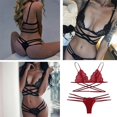 thumbnail image 3 of Femmes 2 Pièces Dentelle Creux Perspective Maillots de Bain Maillots de Bain de Plage Ensemble Rouge XL, 3 of 9