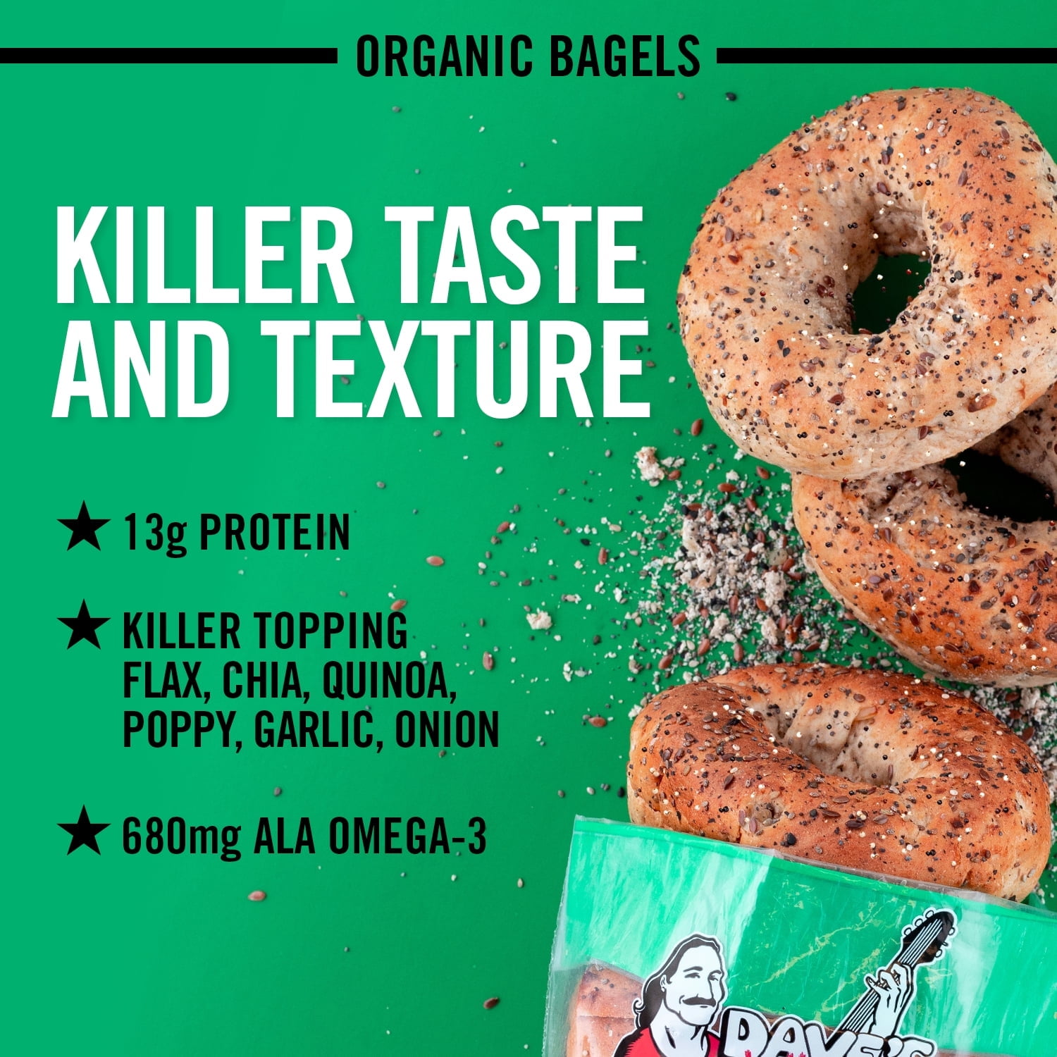 Dave's Killer Bread Epic Everything Organic Bagels, 16.75 oz, 5 Ct